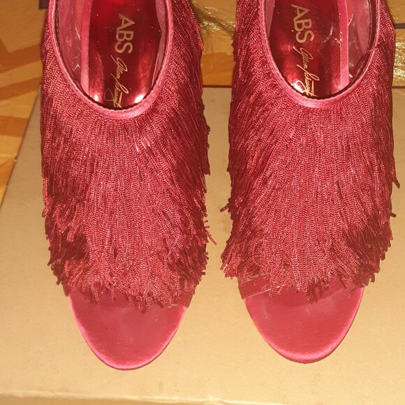 ABS Red Fringe High Heels - Picture 1 of 9